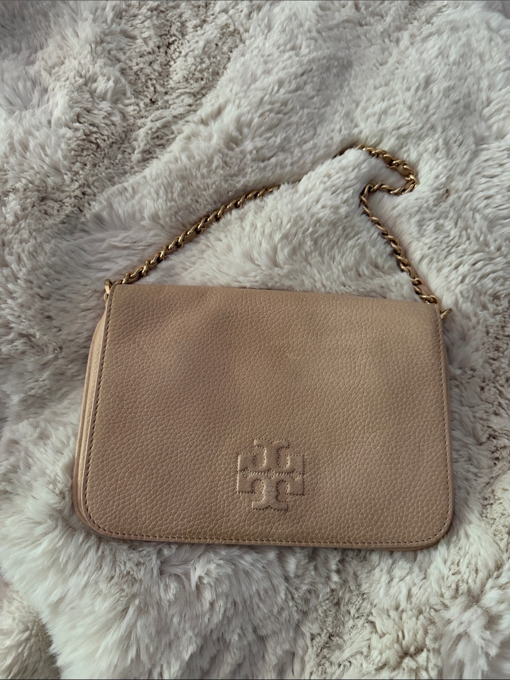 Tory Burch Blush Pebbled Leather Chain Shoulder Bag